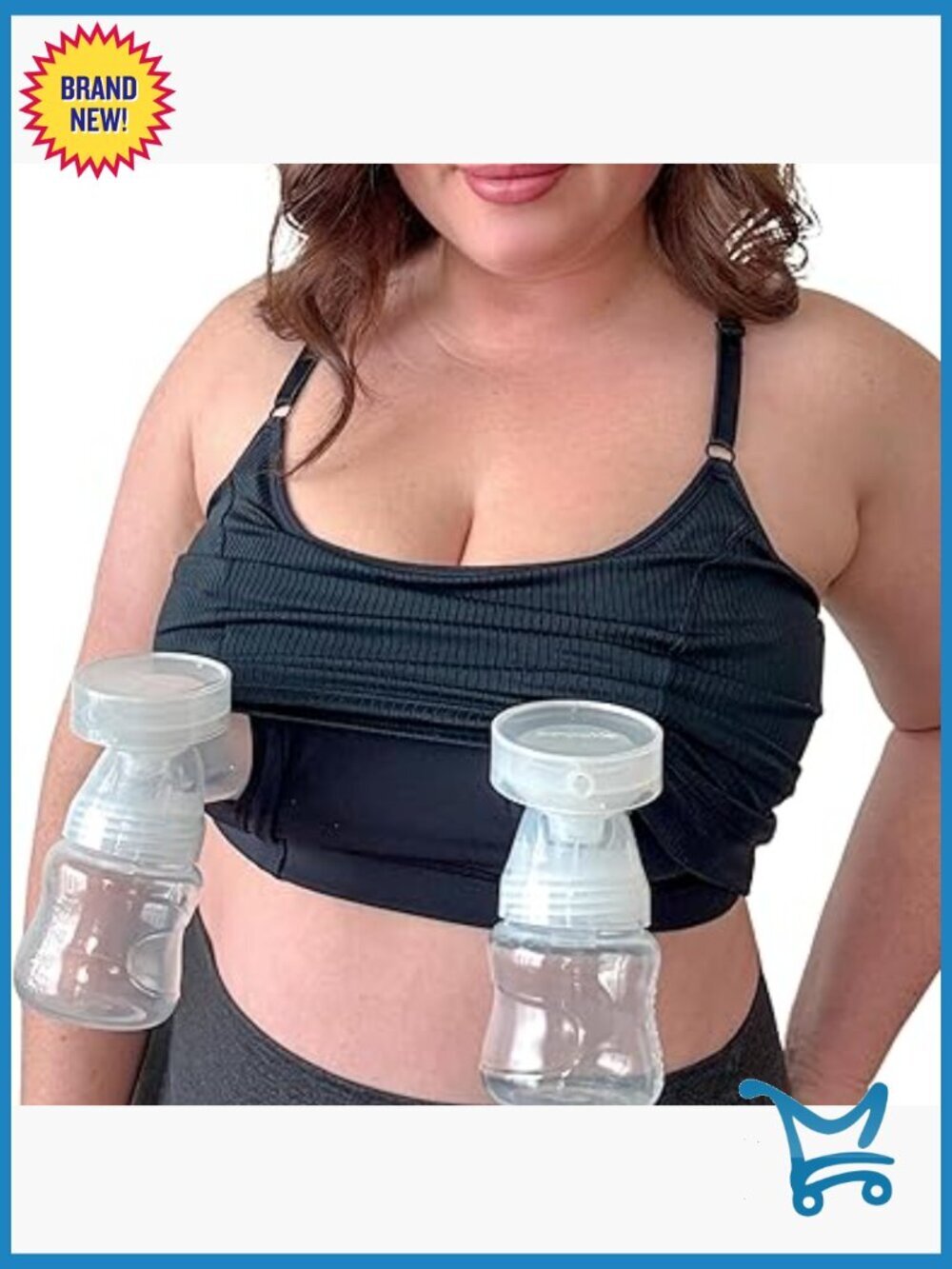 Hands Free Pumping Bra Nursing Crop Cami 3-in-1 Swimsuit Top S-3X Full Coverage